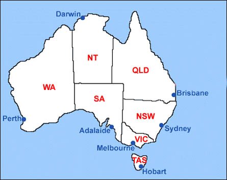 map of australia showing