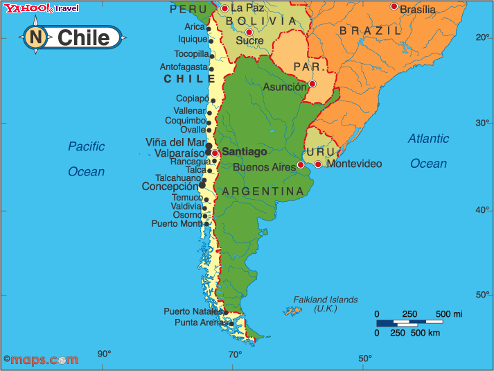 Map Of Chile South America. Click on either map to enlarge