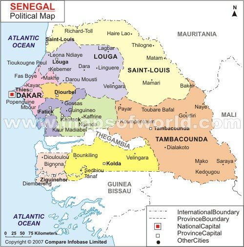map of senegal africa. map of the gambia.